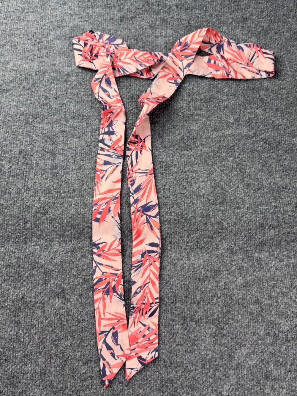 Pink Palm Leaf Skinny Scarf Headband Belt Bag Ribbon Tie Wrap 80 x 1.5 in